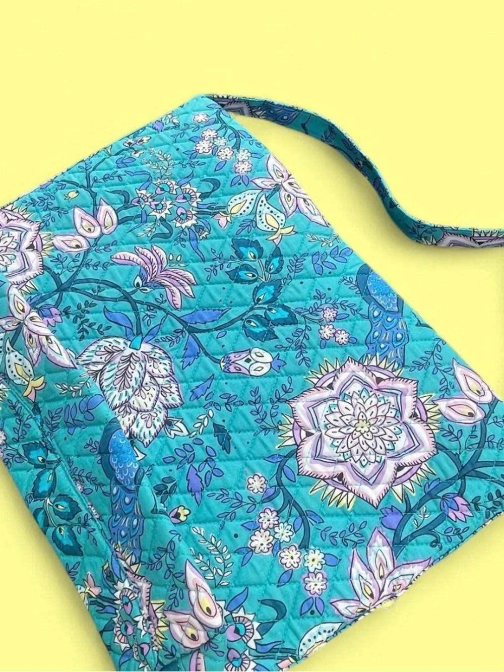 Vera Bradley Peacock Garden Teal Floral Quilted Shoulder Bag